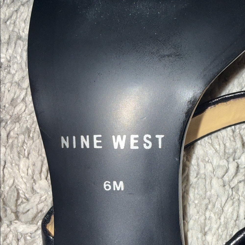 NWT Nine West Black Double-Strap Slide Mules 2” heel black leather 6M feminine - Picture 7 of 9